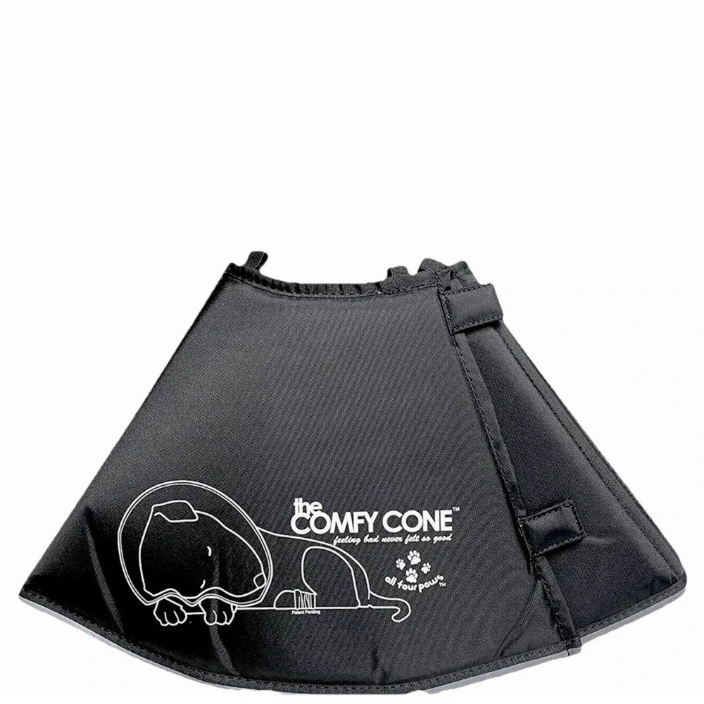All Four Paws Comfy Cone Small Long Black Soft Pet Recovery Collar S/L 8in Snout